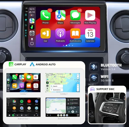 Miniatura 2 de Radio de coche de 9 pulgadas, actualización estéreo Android 13 para F150 2009-2012 con CarPlay Android Auto 1080P cámara de respaldo/BT5.4
