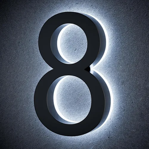 Miniatura 33 de Números de casa retroiluminados de 5 pulgadas para exteriores, acero inoxidable, número de dirección de casa iluminado con LED, letreros