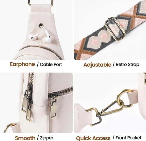 Miniatura 5 de JXWENBYX Bolso bandolera para mujer, de piel sintética, pequeño, bandolera, mochila cruzada a la moda, bolsa de pecho para viajar, senderismo