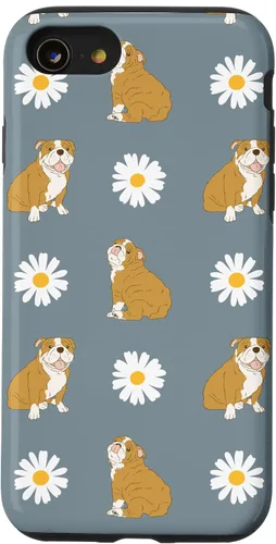 Miniatura 18 de Funda para iPhone 11 Pro English Bulldog and Daisy Flower Pattern Dusty Blue