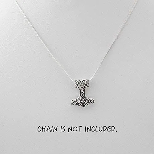 Miniatura 5 de WithLoveSilver - Colgante de plata de ley Trinity celta vikingo amuleto martillo de Thor (Mjolnir), Plata esterlina