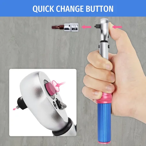 Miniatura 4 de Llave dinamométrica para bicicleta, 1/4, 10-90 IN.LB (1.1-10.1NM), llave dinamométrica de clic para bicicleta de carretera y montaña, estuche