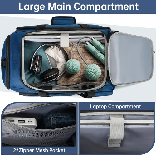 Miniatura 5 de Bolsa de gimnasio con compartimento para zapatos y computadora portátil para hombres y mujeres, resistente al agua, mochila deportiva para gimnasio