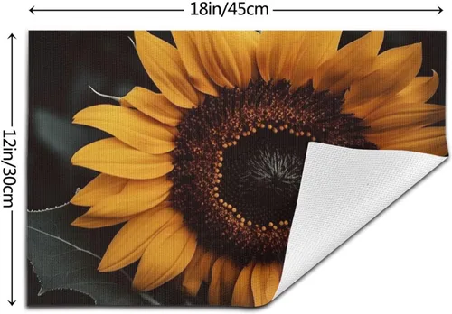 Miniatura 2 de 6 PCS PVC Placemats Set Place Mats A Sunflower Non-Slip Weave Place Mats 12" x 18" Farmhouse Table Mat Set for Family Dinners Wedding Parties