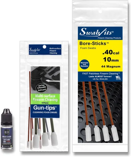 Swab-its® Kit de limpieza de armas de fuego calibre 40, 40 cal/0.394 in/44 MAG, fabricado en los Estados Unidos