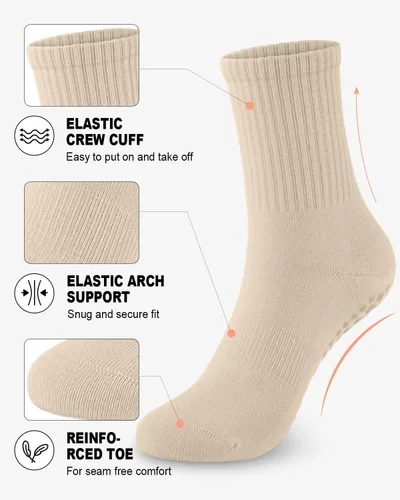 Miniatura 2 de 6 pares de calcetines de pilates antideslizantes para mujer, calcetines atléticos de yoga para barre ballet, descalzo, entrenamiento, hospital