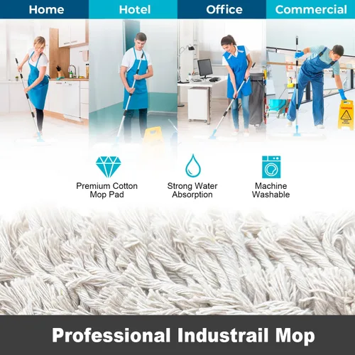 Miniatura 5 de ARTIPOLY Trapeador de polvo comercial de 41 pulgadas para limpieza de pisos, trapeador seco industrial con mango largo resistente, cabezal