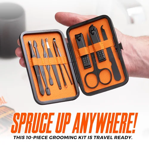 Miniatura 4 de Wild Willies Kit de pedicura y manicura de 10 piezas para hombres y mujeres, incluye cortaúñas, tijeras, pinzas, limas, kit compacto de aseo de uñas