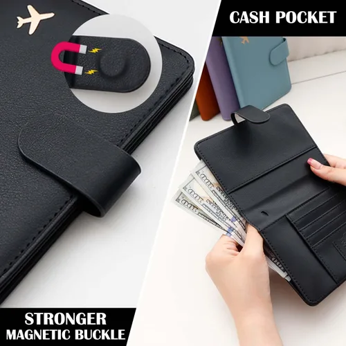 Miniatura 6 de Melsbrinna Rfid - Soporte para pasaporte para mujeres y hombres, juego de etiqueta de maleta de viaje, bonita cartera de pasaporte con ranuras