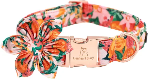 Miniatura 18 de Lionheart glory Collar de perro con flor, collar de perro azul con flores, collar de verano para perro niño o niña, suave, duradero, ajustable