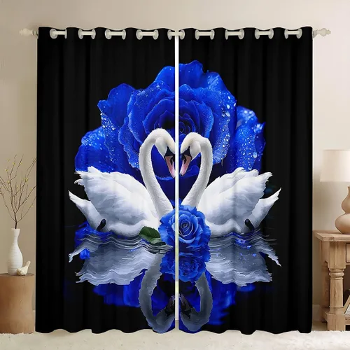 Miniatura 26 de Erosebridal Cortinas de Rosas Rojas 3D Tratamientos para Ventanas de Guepardo, Paneles de Cortinas con Estampado de Gato Leopardo para Sala
