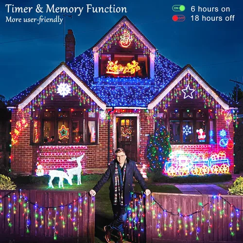 Miniatura 7 de Luces de Navidad de Carámbanos para Exteriores, 33 pies 400 Luces LED de Carámbanos para Exteriores, Luces Centelleantes Enchufables para Interiores
