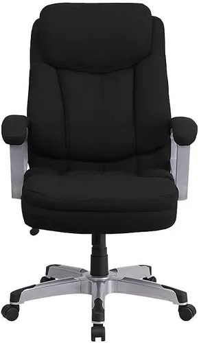 Flash Furniture HERCULES Series Big & Tall - Silla de oficina ergonómica giratoria ejecutiva de tela negra con brazos