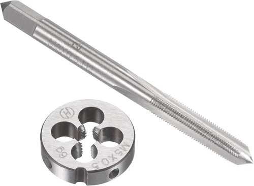 uxcell M5 x 0.020 in Juego de llaves métricas y troqueles, rosca de máquina con troquel de roscado redondo, kit de grifo y troquelado para