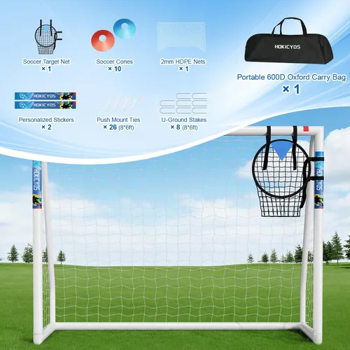Miniatura 3 de Soccer Goal for Backyard 10×6.5, 8×6 and 6×4 FT Soccer Goals Weatherproof and Portable HPVC Soccer Goal with Soccer Target Net and Carry Bag for