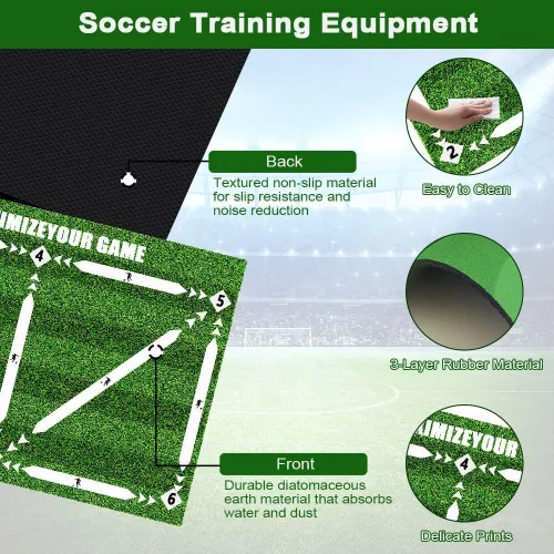 Miniatura 3 de Tapete de entrenamiento de pasos de fútbol, 35 x 24 pulgadas, tapete de fútbol con bolsa de almacenamiento y red de entrenamiento de retorno,
