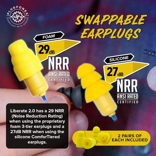 Miniatura 6 de Plugfones Liberate 2.0 Auriculares Inalámbricos Bluetooth Intrauditivos con Tapones para los Oídos - Auriculares con Reducción de Ruido 29NRR