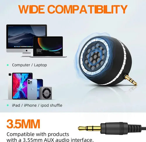 Miniatura 6 de Altavoz Mini Portátil, Altavoz Móvil de 3W con Entrada de Línea para Teléfonos Inteligentes/Tabletas/Computadoras con Interfaz de Audio AUX de 3.5mm