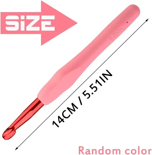 Miniatura 2 de Gancho de Ganchillo Ergonómico de 8mm, Agujas de Ganchillo para Tejer, Agujas de Tejer Lisas para DIY Hecho a Mano, Gran Regalo para Mujeres