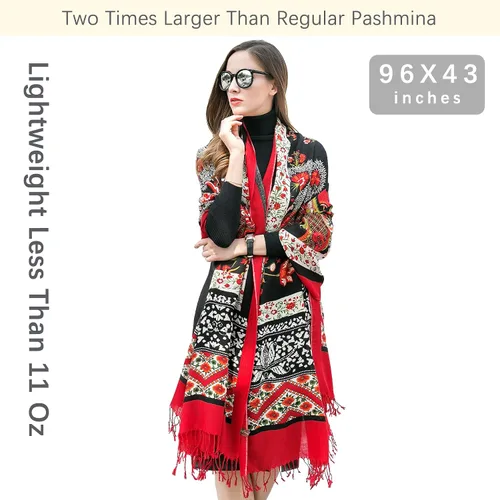 Miniatura 158 de DANA XU Manta de pashmina extragrande 100% de lana merina, bufanda de viaje, bufanda de cachemira para mujer, otoño e invierno, chal de gran