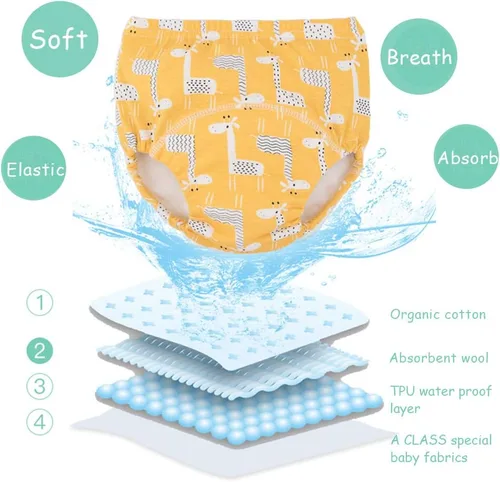 Miniatura 3 de U0U Pantalones de entrenamiento de algodón para bebés, ropa interior de entrenamiento para niños y niñas Azul