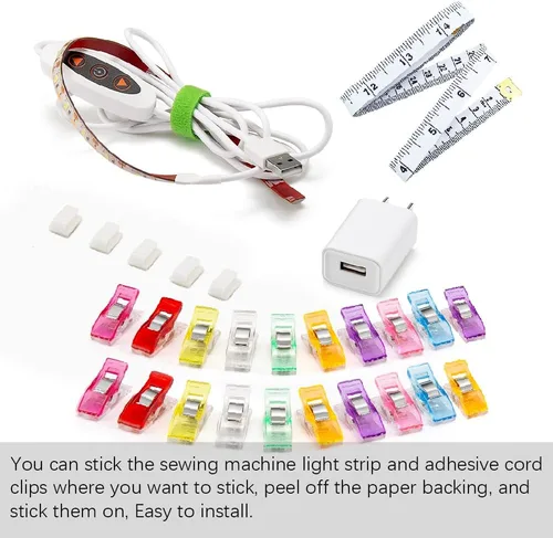 Miniatura 6 de Tira de luz para máquina de coser, tira de luz LED adhesiva de 11.8 pulgadas, tira de luz decorativa regulable de varios niveles, lámpara de costura