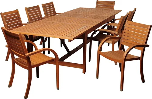 Miniatura 10 de Amazonia - Juego de comedor de patio de 7 piezas, acabado en teca oscura y ideal para exteriores