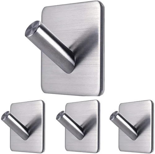 Miniatura 8 de Fotosnow Ganchos de pared adhesivos negro mate, curva de bloqueo de 15 libras, antideslizante, acero inoxidable, sin taladro, ganchos para baño