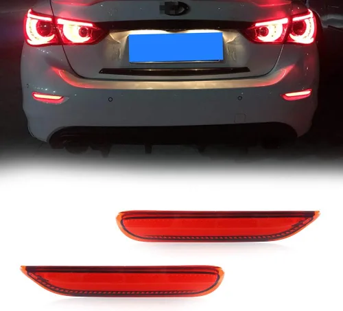 Miniatura 2 de Reflector de parachoques trasero LED óptico 3D rojo con luces de freno y señal de giro secuencial, kit de iluminación de freno estroboscópico