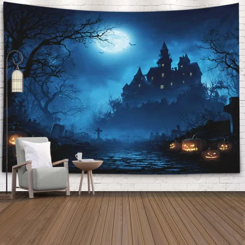 Miniatura 61 de EMMTEEY Tapiz de pared con bosque - Árbol de pino verde y niebla, arte de pared natural, 80x60 pulgadas, tapiz grande de estilo bohemio para sala