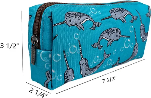 Miniatura 2 de LParkin Lindo Narwhal lona lápiz caso pluma bolsa bolsa estacionaria gadget maquillaje cosméticos bolsa caja