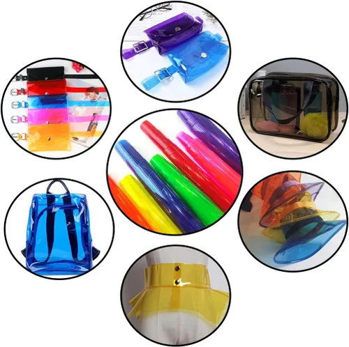 Miniatura 4 de XHT 30x135cm Vinilo de PVC transparente, 0.4mm Lámina de neón de color sólido resistente al agua, tela super transparente con espejo para hacer