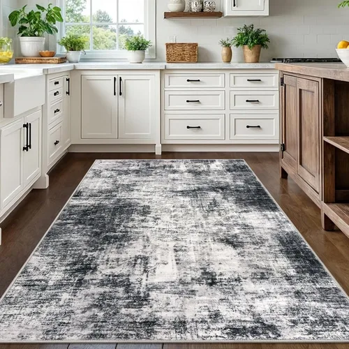 Miniatura 1222 de IOHOUZE Alfombra abstracta lavable de 3 x 12 pies para pasillos, antideslizante para cocina, camino de entrada de lana sintética para interiores