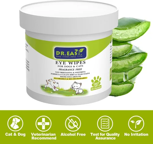 Miniatura 2 de DR.EASY - Toallitas para ojos de mascotas de 120 unidades para el aseo de perros, gatos, caballos y conejos, removedor de manchas de lágrimas