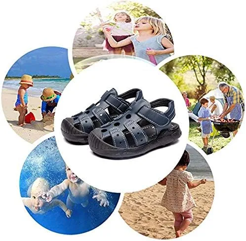 Miniatura 5 de HOBIBEAR Sandalias para niños y niñas, zapatos planos con punta cerrada, zapatos de agua para niños, zapatos de playa de verano (bebéniño pequeño)