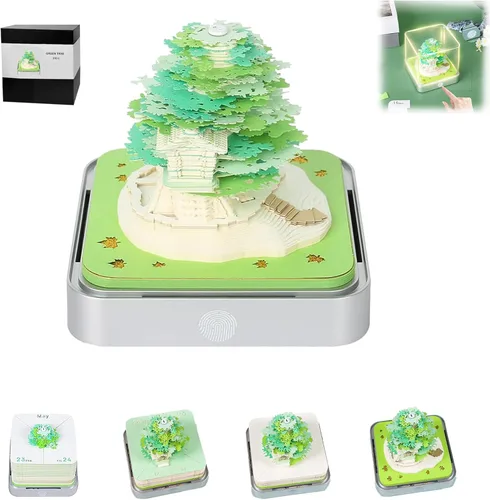 Miniatura 18 de Calendario 3D 2026, Calendario de Escritorio 2026, Bloc de Notas de Arte en Papel 3D Desmontable con Luces LED, Calendarios de Notas 3D Creativo