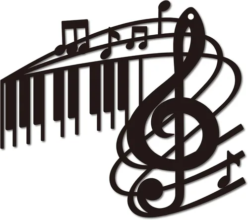 CREATCABIN Arte de pared de metal para decoración de notas musicales, placas colgantes de hierro, letrero de escultura para interiores y exteriores,