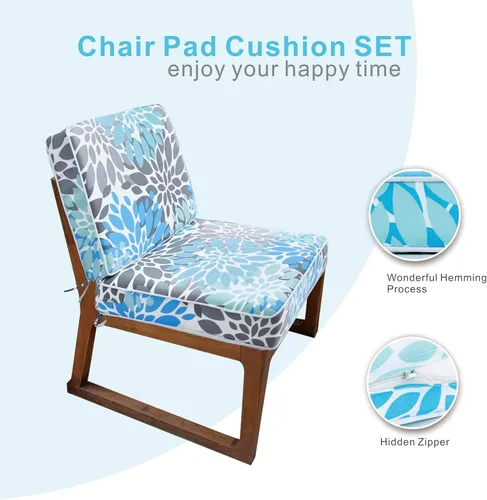 Miniatura 4 de JMGBird Juego de cojines para sillas de exterior, cojines de asiento resistentes al agua de 22 x 22 pulgadas con lazos, cojines de exterior