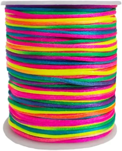 Miniatura 45 de 2.0mm Hilo de Cordón de Seda de Nylon para Cuentas de Macramé, Pulseras, Nudos Chinos, Collares, Joyería 109 Yardas (Verde Oscuro)