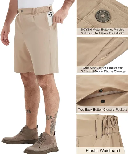 Miniatura 4 de Boyzn Pantalones cortos de golf con entrepierna de 9 pulgadas para hombre, pantalones cortos de vestir casuales para el trabajo, pantalones cortos