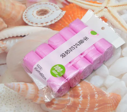 Miniatura 4 de Bolsas de basura de baño de 4 galones, 5 rollos/100 unidades, asas pequeñas, bolsas de basura para oficina, cocina, dormitorio, papelera, coloridas