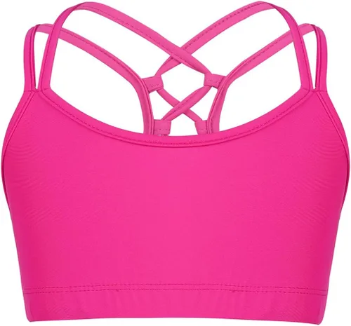 RUNQHUI Brasier deportivo de entrenamiento sólido para niñas, sin mangas, elástico, para ballet, baile, entrenamiento, gimnasia, ropa deportiva