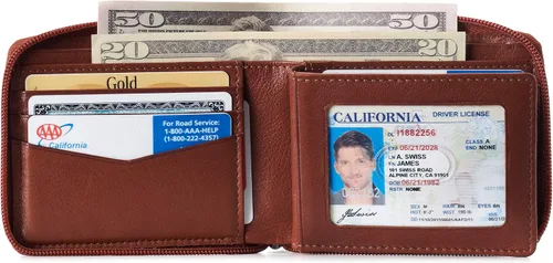 Miniatura 2 de Alpine Swiss Logan Zipper Bifold Wallet For Men or Women RFID Safe Comes in a Gift Box