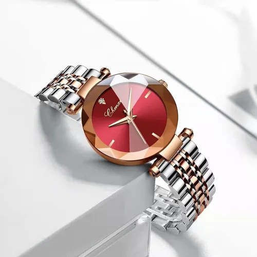 Miniatura 4 de SENRUD Relojes de moda para mujer, reloj de pulsera de malla de acero inoxidable de oro rosa, elegante, regalo para mujer, reloj de pulsera