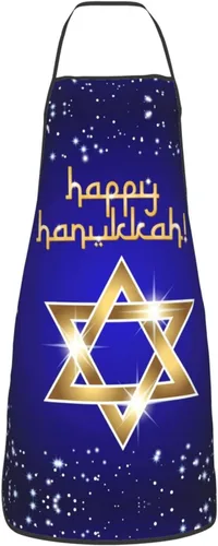 Miniatura 13 de Delantal de Hanukkah feliz ajustable para cocinar, babero de cocina para cocinar