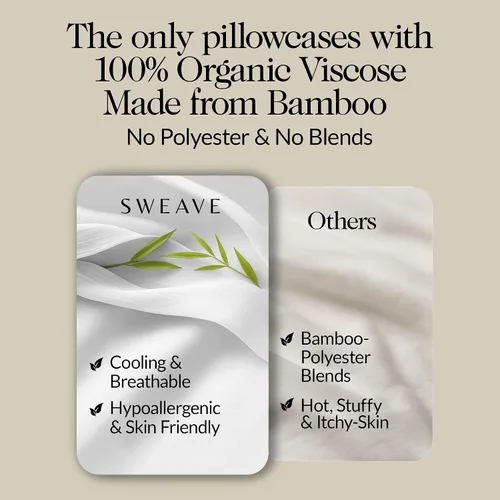Miniatura 2 de Juego de 2 fundas de almohada tamaño King de viscosa de bambú 100% cultivadas orgánicamente, refrescantes y transpirables, suaves como la seda