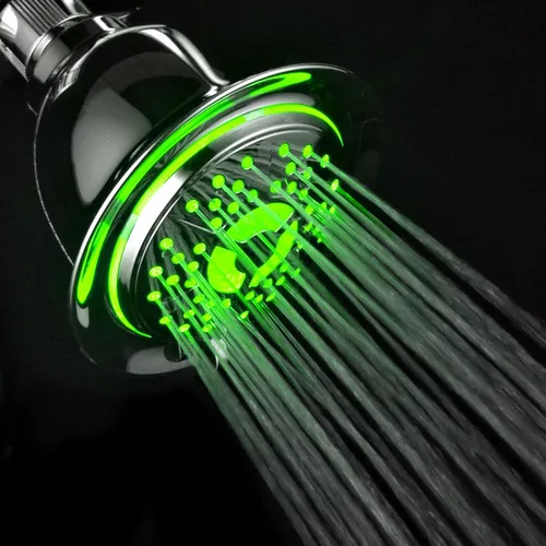 Miniatura 8 de PowerSpa - Cabezal de ducha LED cromado de 4 ajustes con tecnología de boquilla de presión turbo de chorro de aire; 7 colores de luces LED cambian