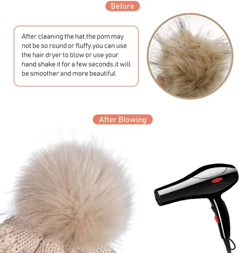 Miniatura 5 de IYEBRAO - Paquete de 2 gorros de invierno para mujer con pompones y forro polar suave y cálido