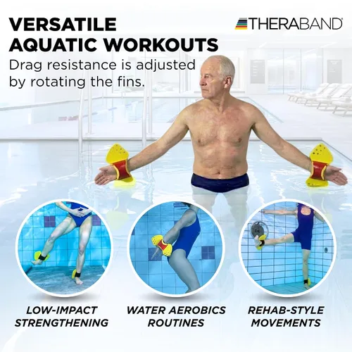 Miniatura 5 de Kit de Ejercicio Acuático THERABAND Aquafins para Entrenamiento de Resistencia en Agua para Parte Superior/Inferior del Cuerpo, Terapia Física