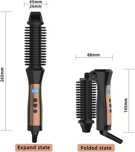Miniatura 2 de Rizador de pelo de cerámica turmalina rodillo de pelo peine de pelo rizador de pelo herramientas de peinado viaje plegable rizador ideal mujeres [US]